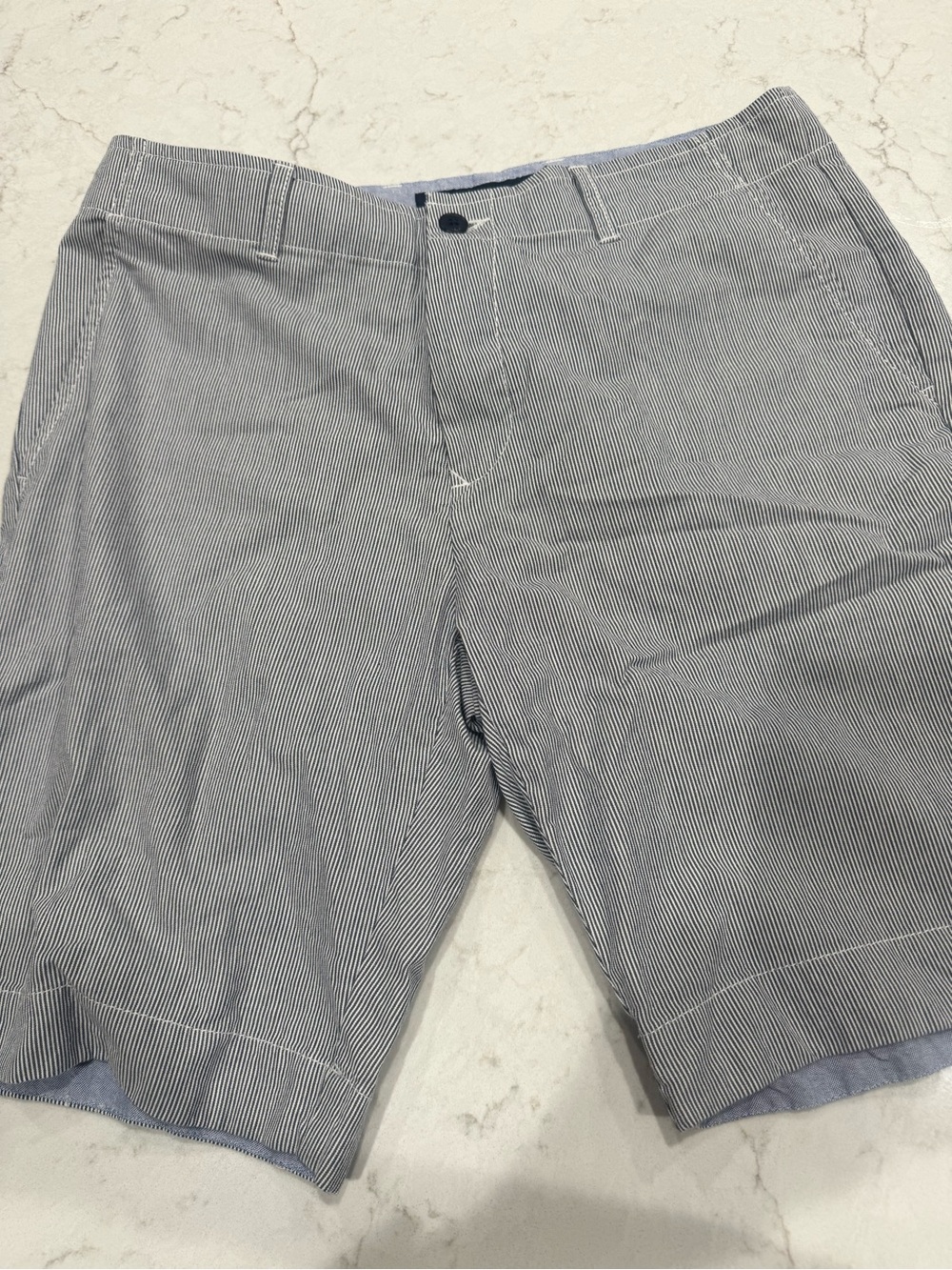 Tommy Hilfiger Men's Navy & White Pinstripe Flat-Front Shorts